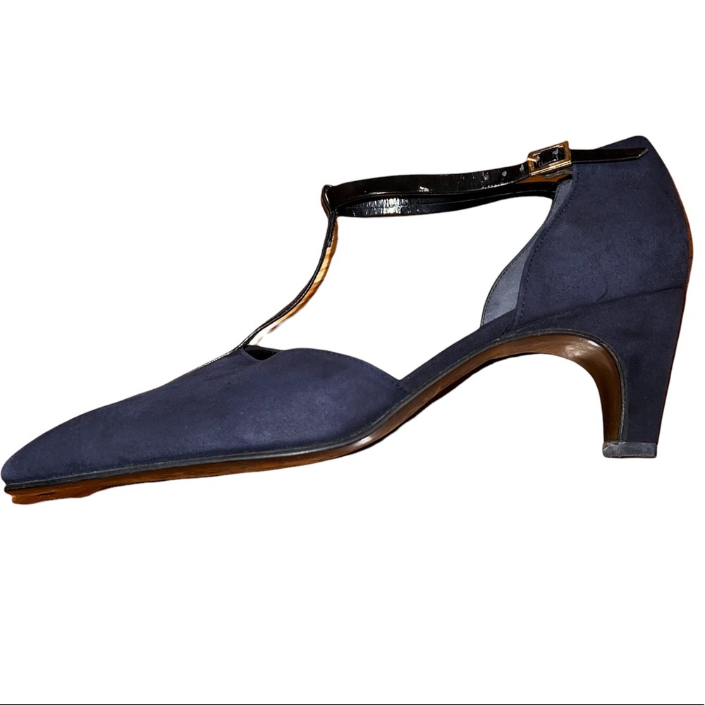 Robert Clergerie Casia T-Strap Blue Suede Mary Jane Heels 7B